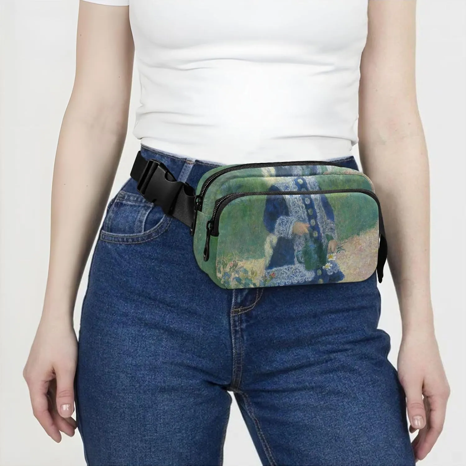 Auguste Renoir Print Floral Fanny Packs for Women Bright Colored Hip Pouch Belt Bag Waterproof Crossbody Waist Purse
