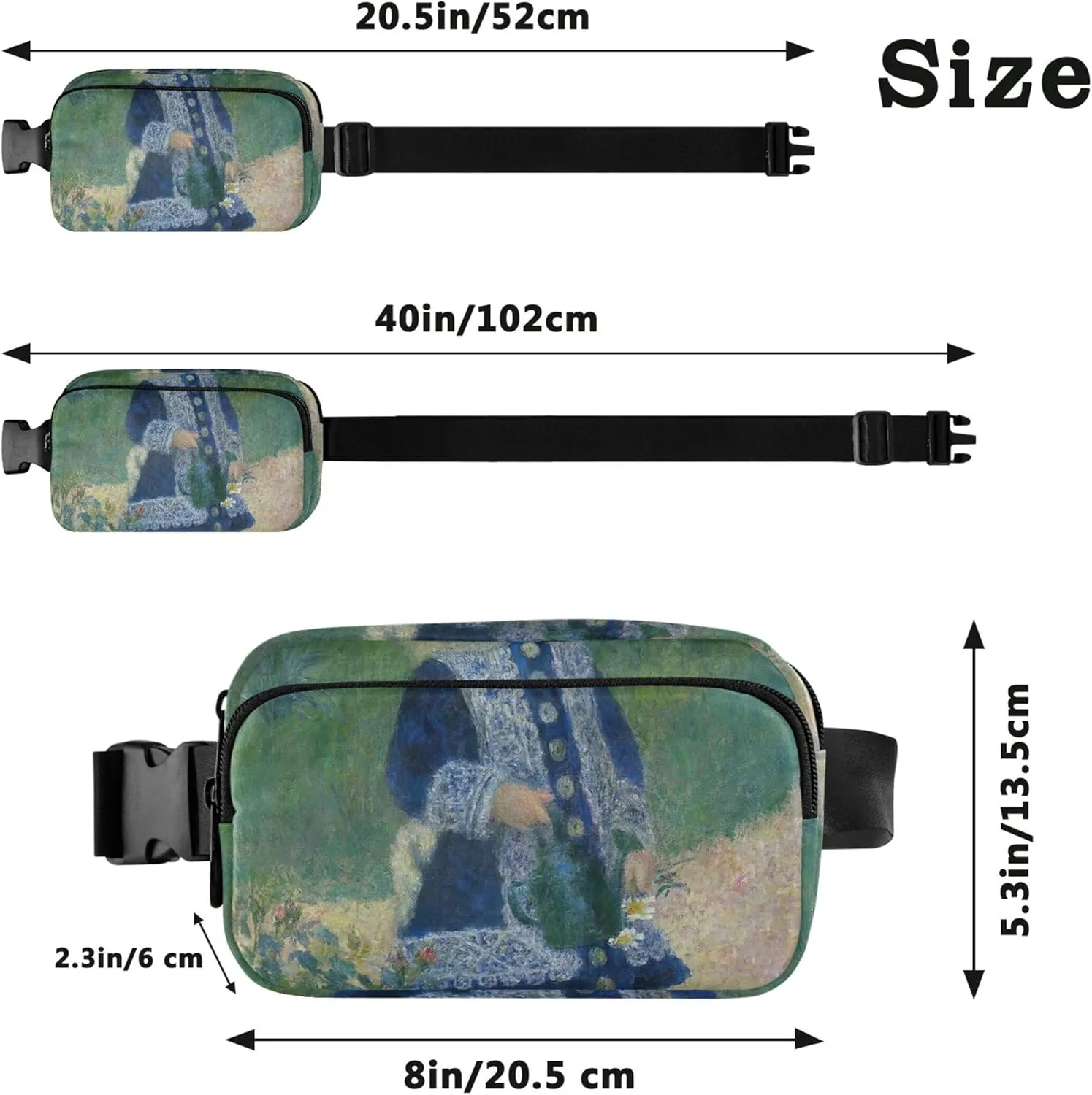 Auguste Renoir Print Floral Fanny Packs for Women Bright Colored Hip Pouch Belt Bag Waterproof Crossbody Waist Purse