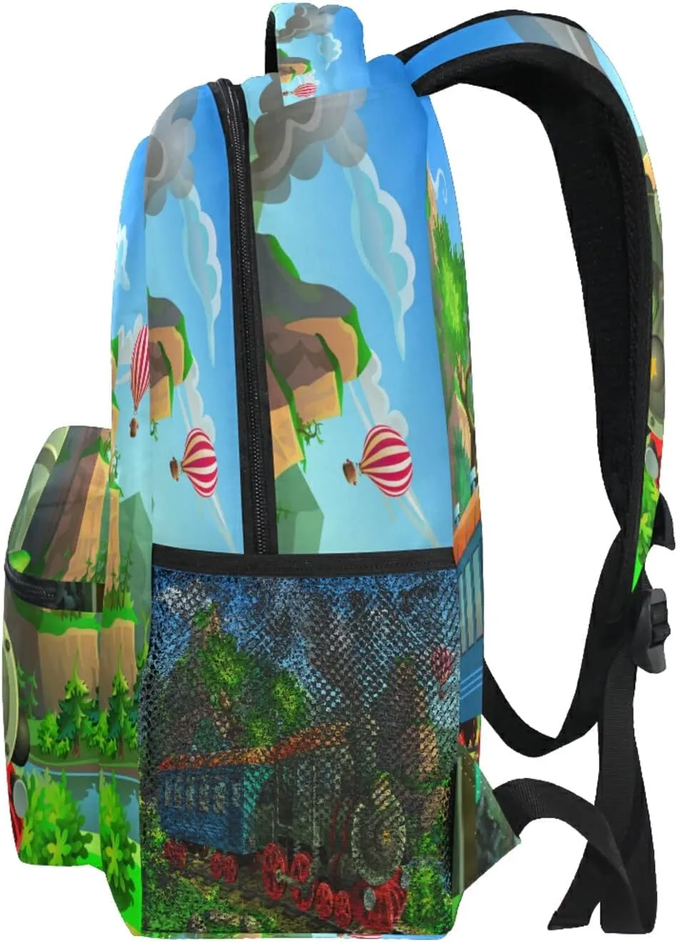 AUUXVA Funny Locomotive Train School Backpack for Kids Boys,Watercolor Train Laptop Backpack Student College School Bag Bookbag for Primary Junior High School, Casual Travel Camping Hiking Daypack