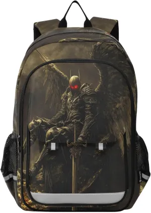 Backpack Archangel Moon Red for Women Men Travel Laptop Daypack Shoulder Bag Book Bag Daypack with Reflective Strip 12.9” × 17.7”