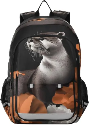 Backpack Beaver Florals Butterfly for Women Men Travel Laptop Daypack Shoulder Bag Book Bag Daypack with Reflective Strip 12.9” × 17.7”