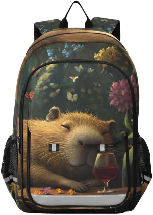 Backpack Beaver Sofa Cute for Women Men Travel Laptop Daypack Shoulder Bag Book Bag Daypack with Reflective Strip 12.9” × 17.7”