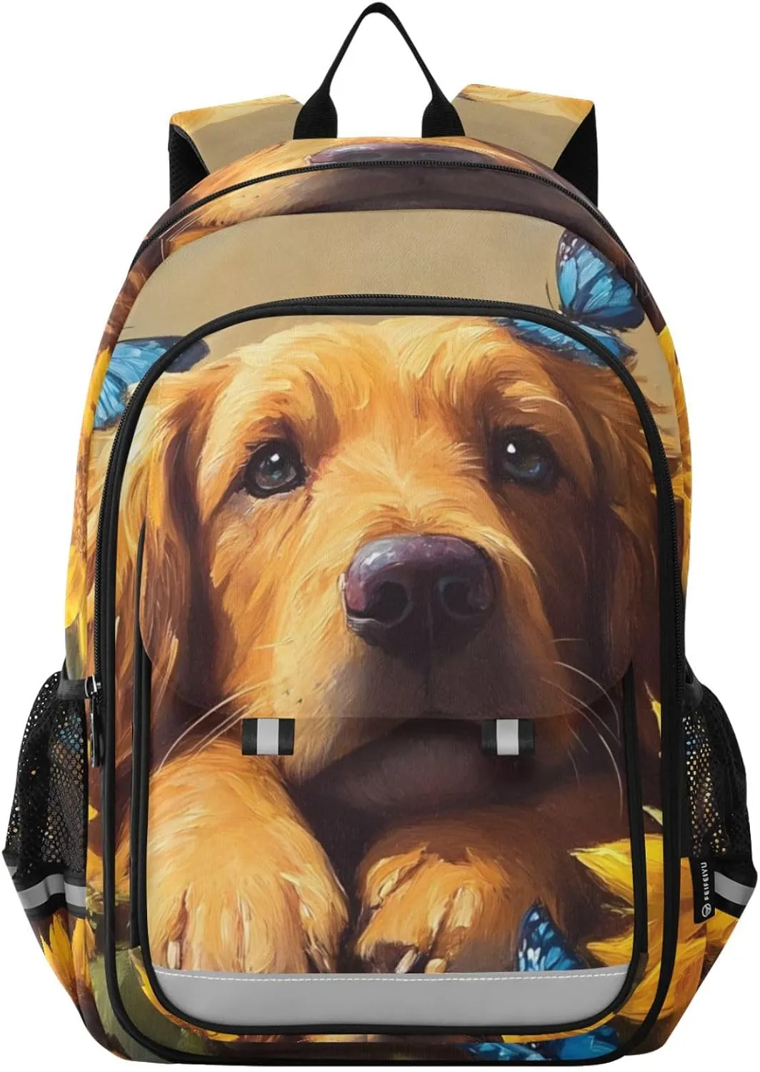 Backpack Bloodhound Dog Sunflower for Men Women Travel Laptop Daypack Shoulder Bag Book Bag Cool Funny Cute Backpack with Reflective Strip 12.9" ×17.7"