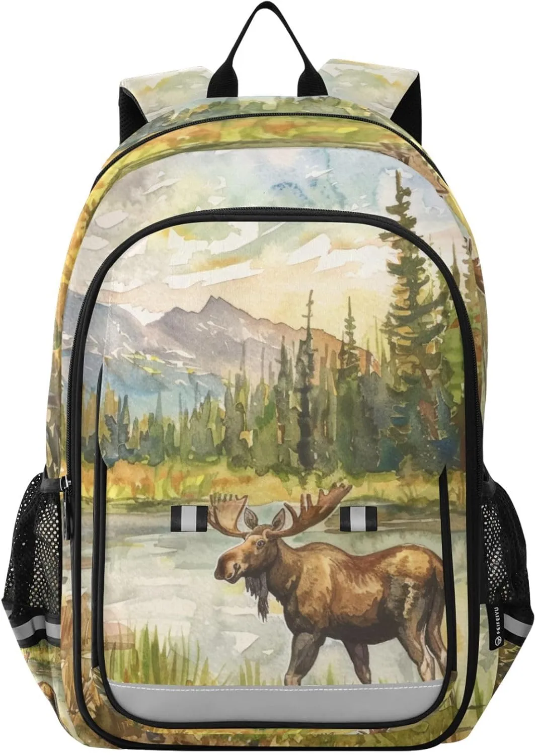 Backpack Canadian Wilderness Scene for Men Women Travel Laptop Daypack Shoulder Bag Book Bag Cool Funny Cute Backpack with Reflective Strip 12.9 ×17.7 In