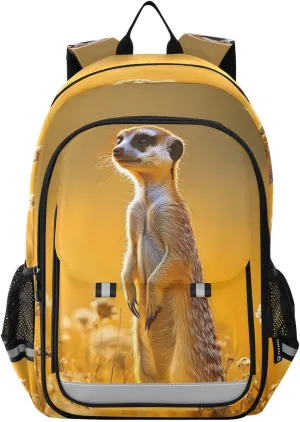 Backpack Cute Pika Grassland Travel Laptop Daypack Shoulder Bag Book Bag Daypack with Reflective Strip 12.9 ×17.7 In