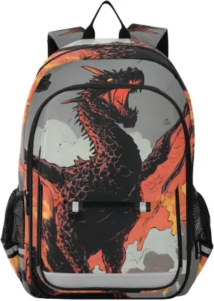 Backpack Dragon Roar Comic for Women Men Travel Laptop Daypack Shoulder Bag Book Bag Daypack with Reflective Strip 12.9” × 17.7”