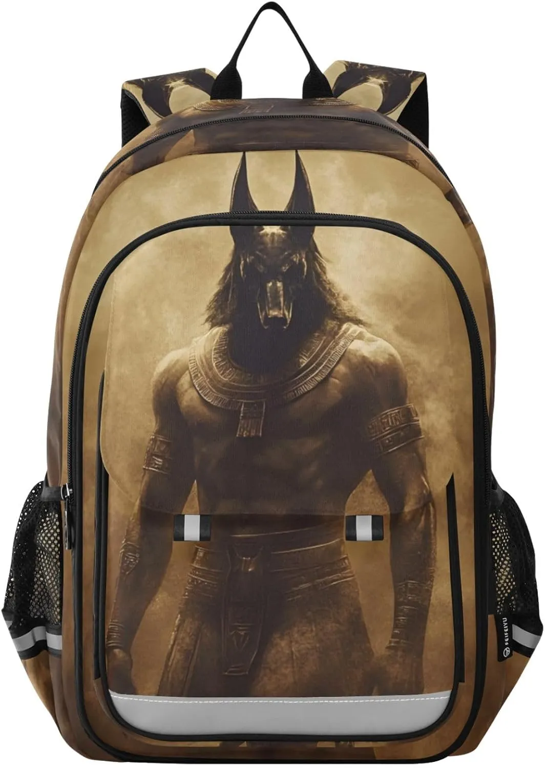 Backpack Fantasy Myth Anubis for Men Women Travel Laptop Daypack Shoulder Bag Book Bag Cool Funny Cute Backpack with Reflective Strip 12.9 ×17.7 In