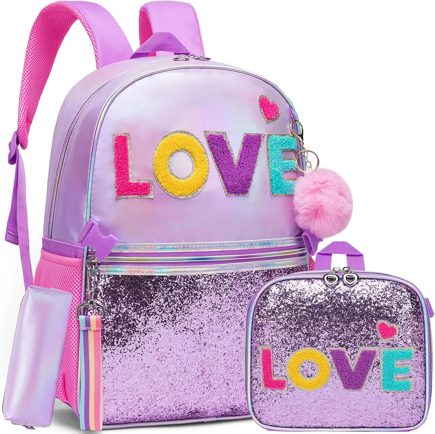 Backpack for Girls Elementary Bookbag for School Backpack Set Girls Preschool Book Bag with Lunch Box Pencil Case