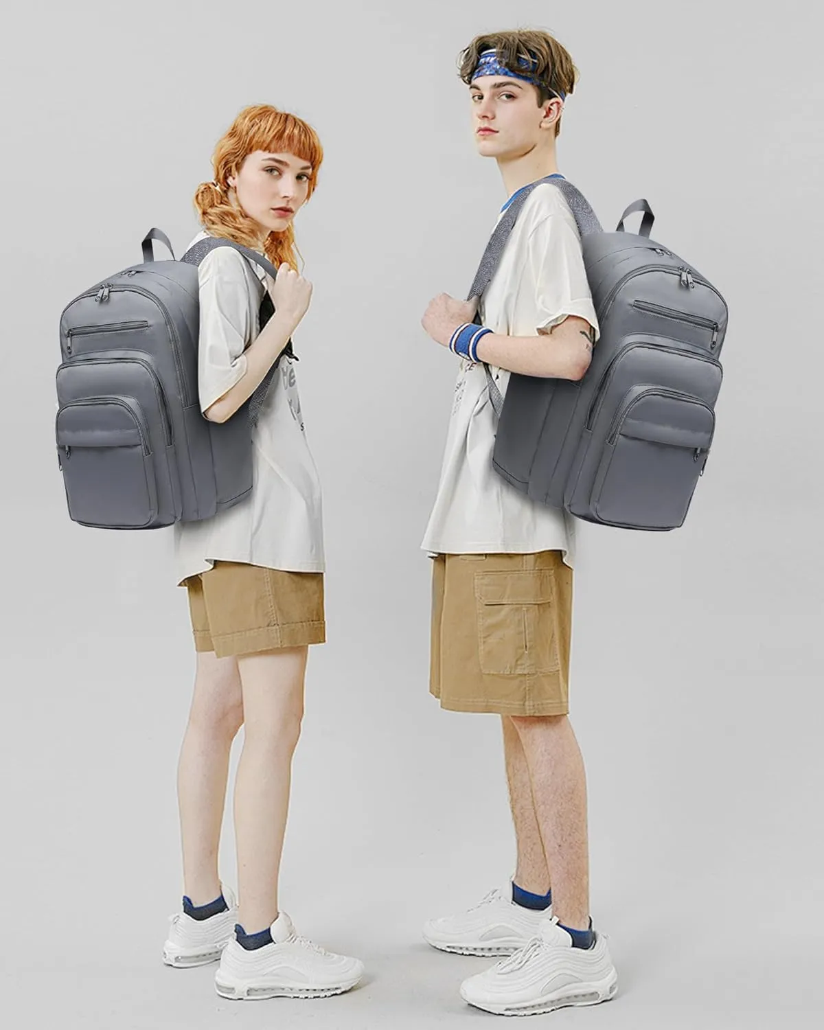 Backpack for Middle High School Teen Boys Girls Large College Bookbag with Laptop Compartment Back to School Book Bags Mochilas Escolares para Niños Niñas Adolescentes (Gray, Solid)