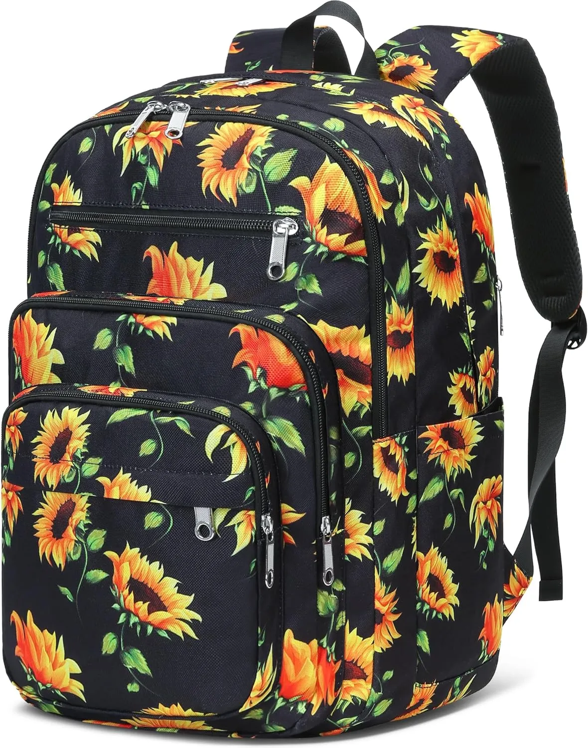 Backpack for Middle High School Teen Boys Girls Large College Bookbag with Laptop Compartment Back to School Book Bags Mochilas Escolares para Niños Niñas Adolescentes (Yellow/Black, Floral)