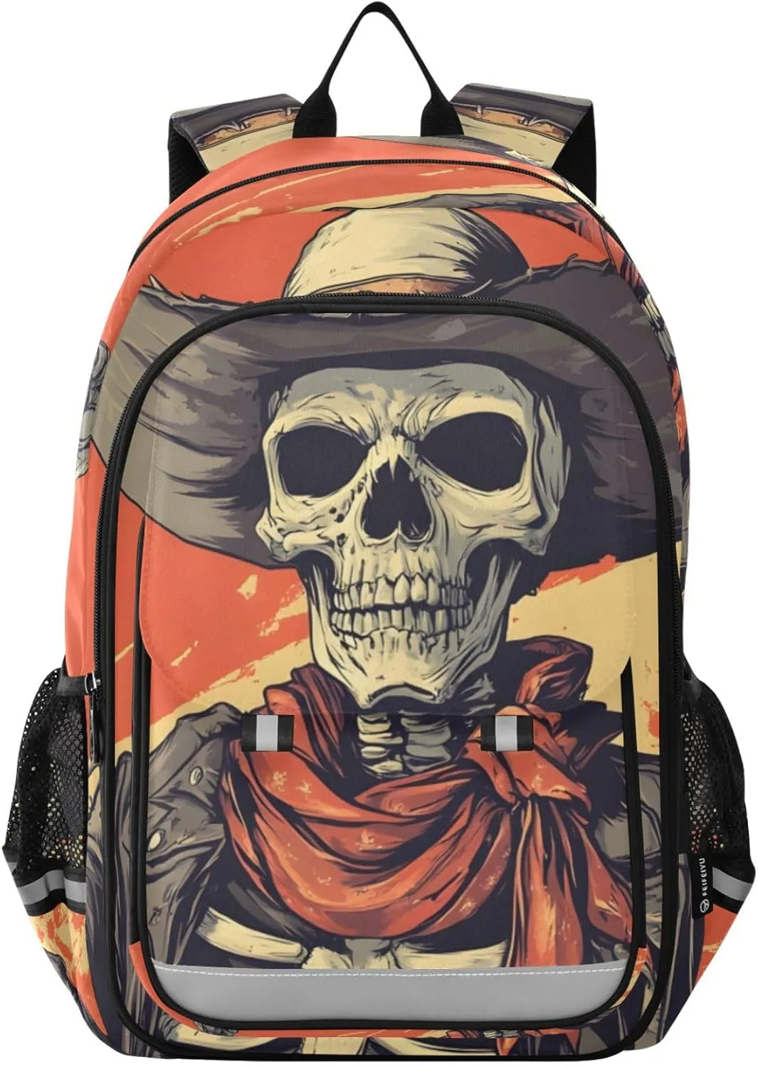 Backpack Funny Skeleton Soda for Women Men Travel Laptop Daypack Shoulder Bag Book Bag Daypack with Reflective Strip 12.9” × 17.7”
