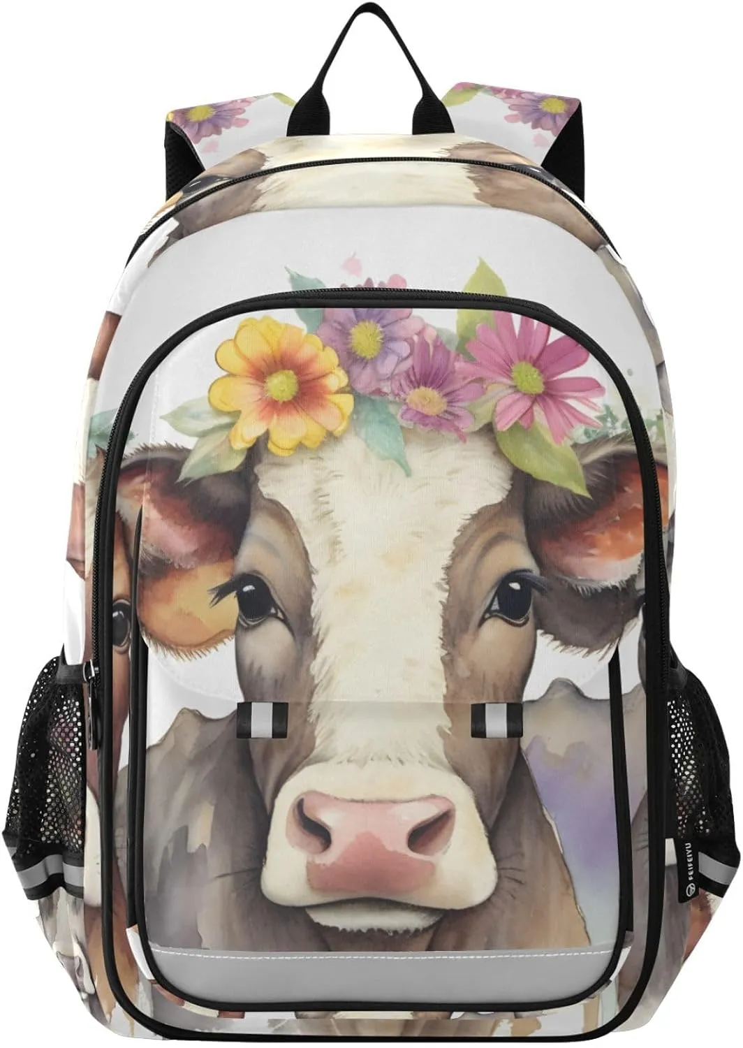 Backpack Garlands Cows White Travel Laptop Daypack Shoulder Bag Book Bag Daypack with Reflective Strip 12.9 ×17.7 In