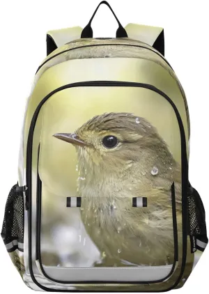 Backpack Little Bird Bath for Men Women Travel Laptop Daypack Shoulder Bag Book Bag Cool Funny Cute Backpack with Reflective Strip 12.9 ×17.7 In
