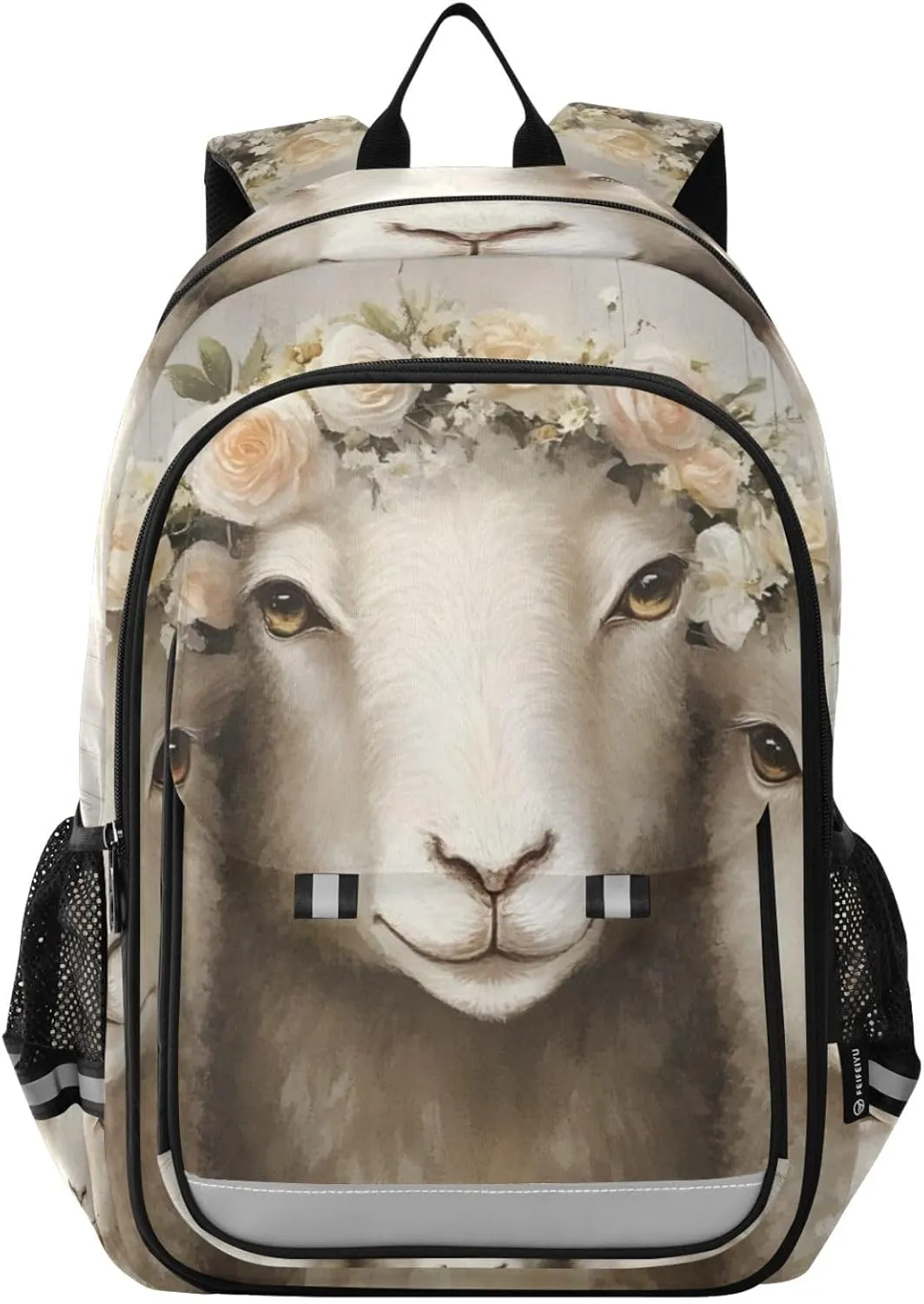 Backpack Sheep Cute Garland for Men Women Travel Laptop Daypack Shoulder Bag Book Bag Cool Funny Cute Backpack with Reflective Strip 12.9" ×17.7"