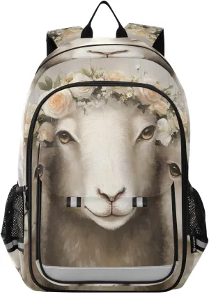 Backpack Sheep Cute Garland for Men Women Travel Laptop Daypack Shoulder Bag Book Bag Cool Funny Cute Backpack with Reflective Strip 12.9" ×17.7"