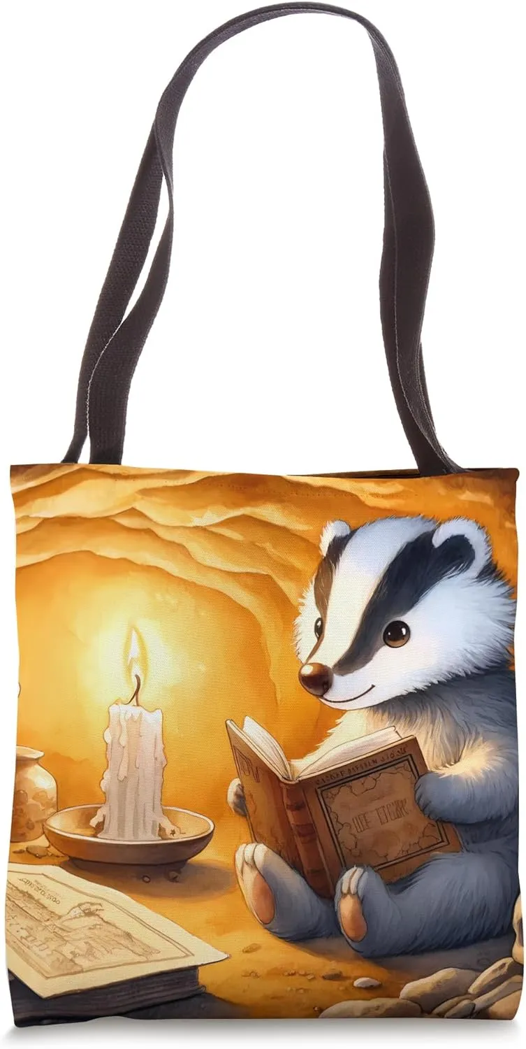 Badger Reading About Civilizations In Underground Den. Book Tote Bag