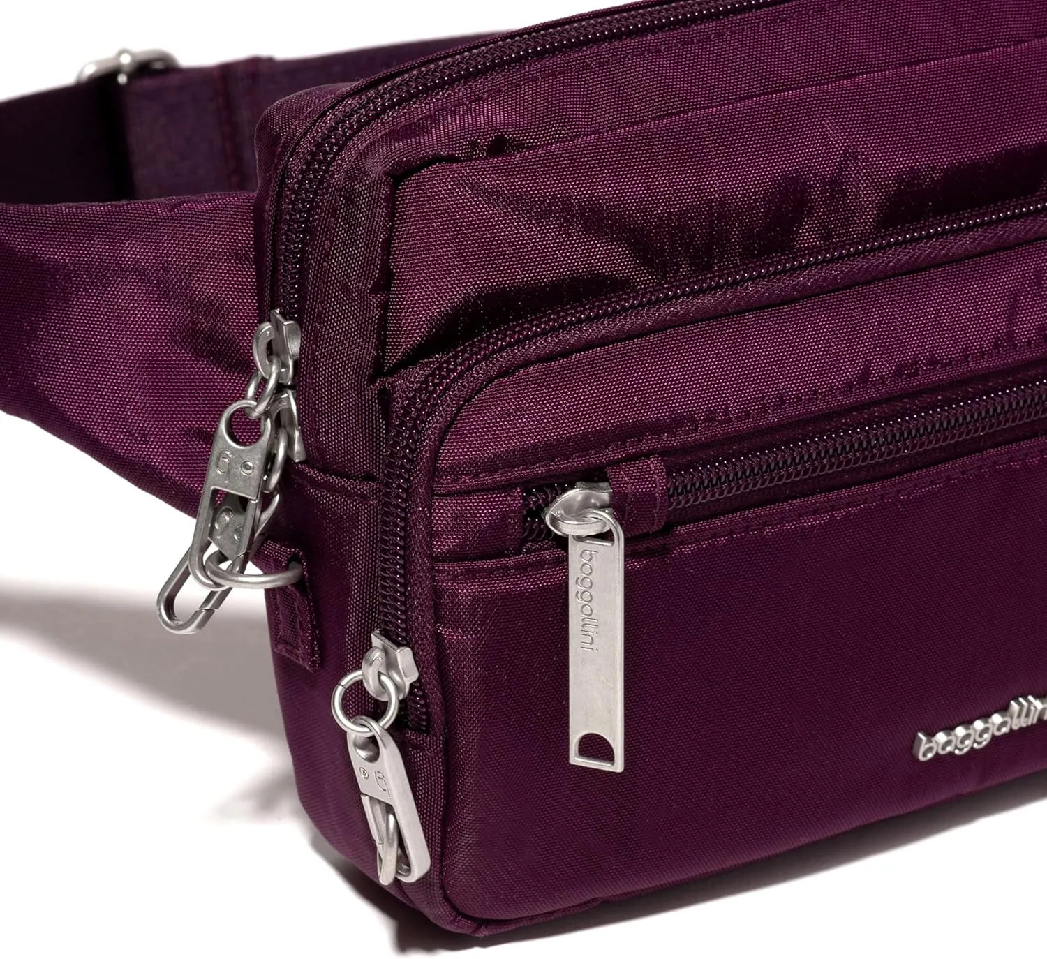 Baggallini Securtex Anti-Theft Belt Fanny Pack for Women RFID Wallet Locking Zipper-Travel Bag Crossbody Purse