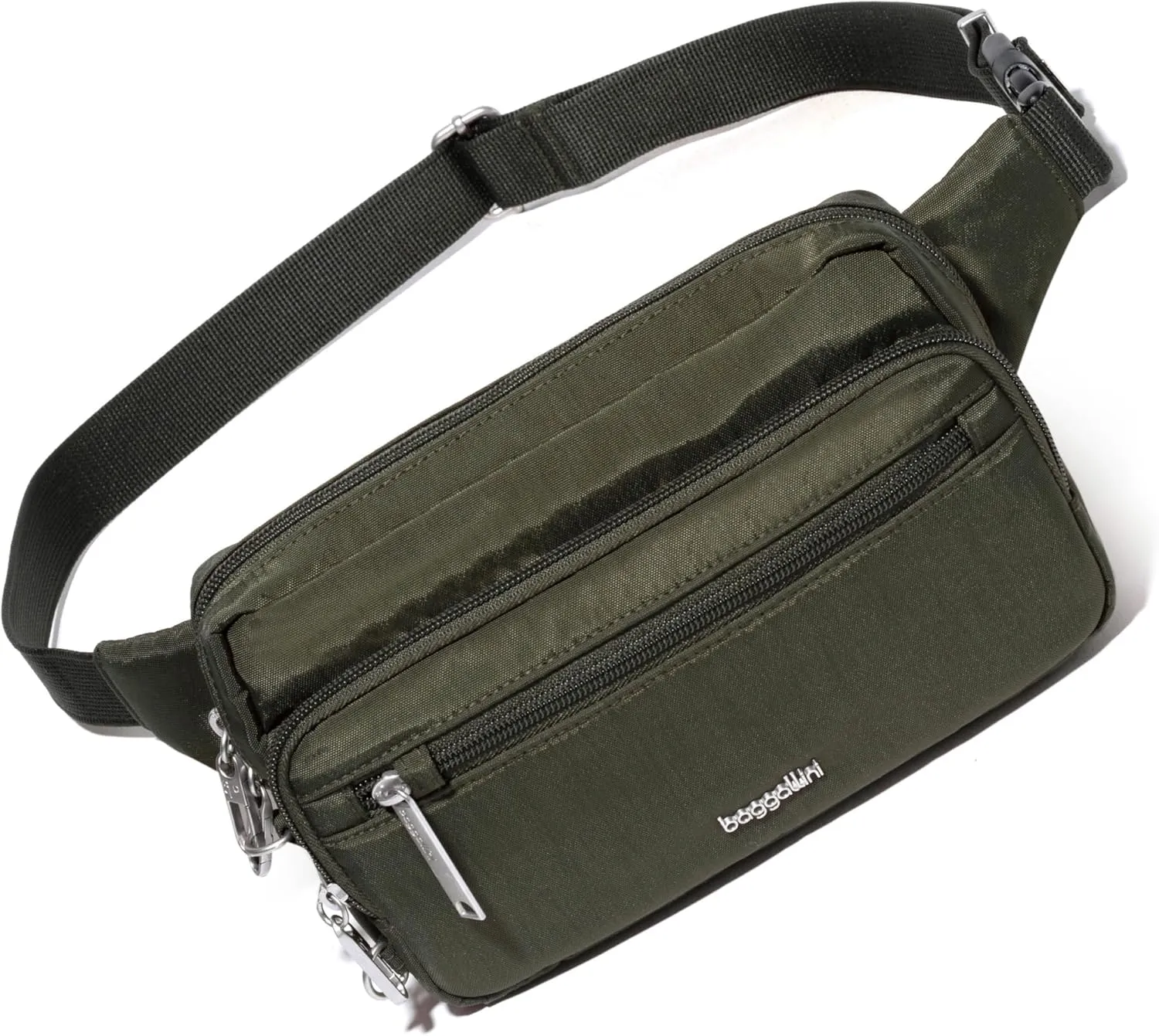 Baggallini Securtex Anti-Theft Belt Fanny Pack for Women RFID Wallet Locking Zipper-Travel Bag Crossbody Purse