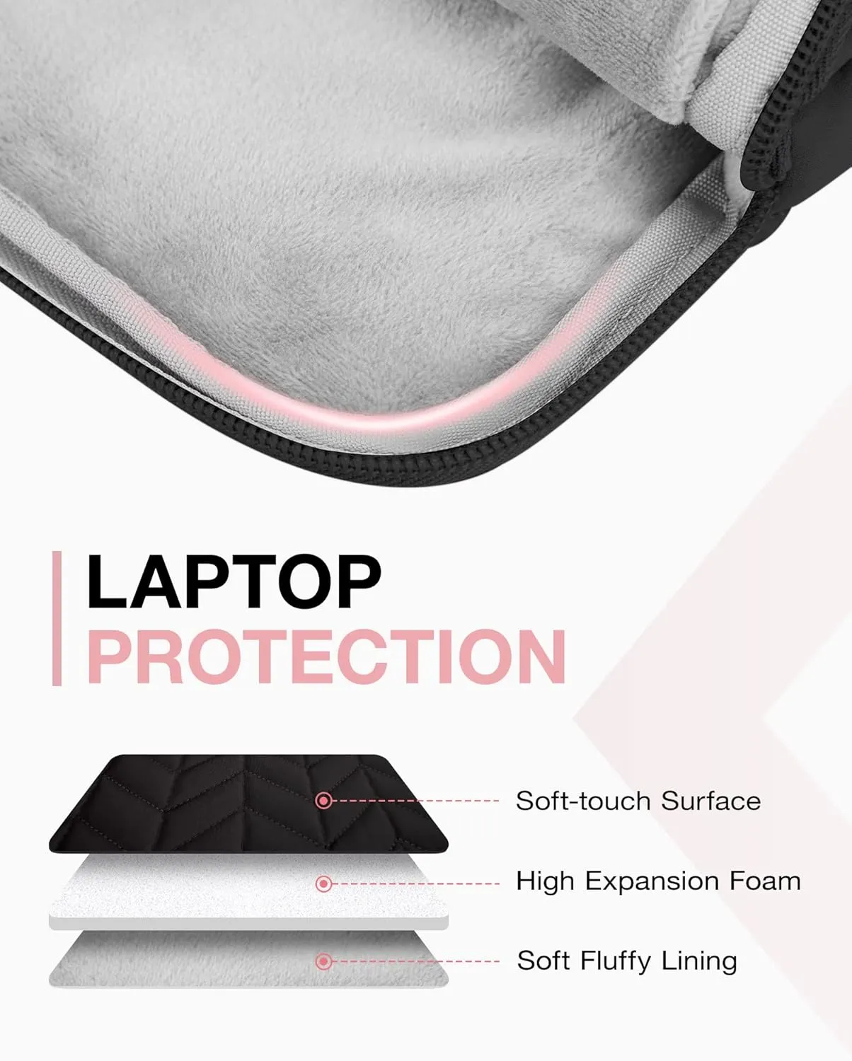 BAGSMART 15-16 inch Laptop Case with Handle, Puffy Padded Sleeve Fitted for MacBook Air 15.6 inch, MacBook pro 16 inch, Dell, HP Computers