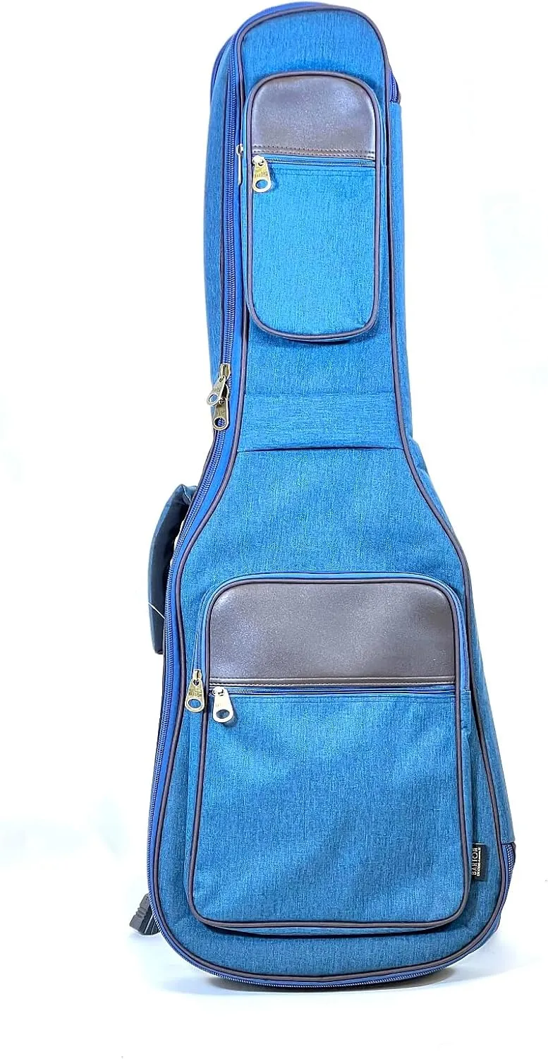 BARTON Electric Guitar Bag 15mm Padded Gig Bag Guitar Case 5 Pockets Quick Grip Handles Bag Dual Adjustable Shoulder Strap Electric Guitar Gig Bag Case (Blue Oxford)