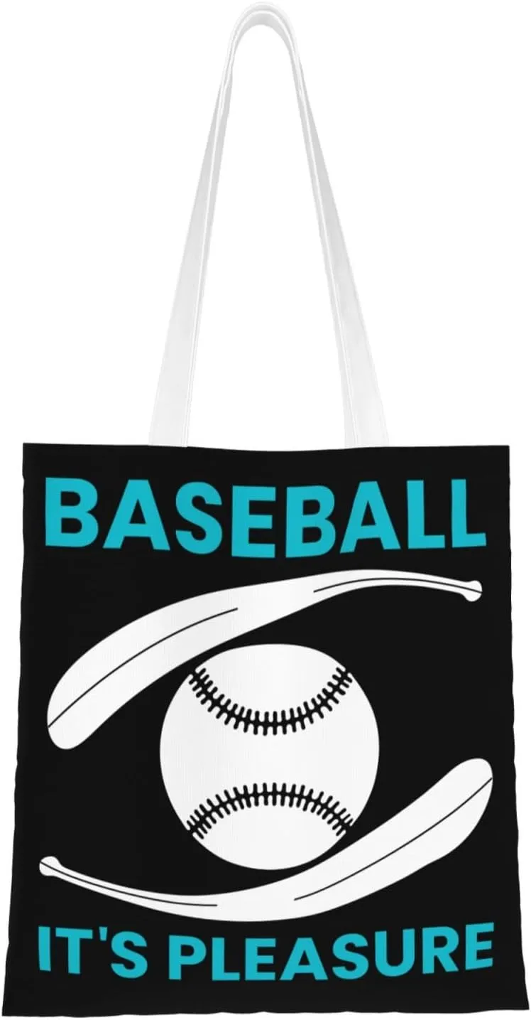 Baseball Its Pleasure Tote Bag for Women Canvas Shopping Bags Reusable Large Capacity Casual Shoulder Handbags Grocery Bags DIY Gift Bags