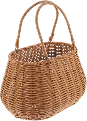 Basket Carry Bag Woven Shopping Basket Handle Sturdy Storage for Home Wedding Garden
