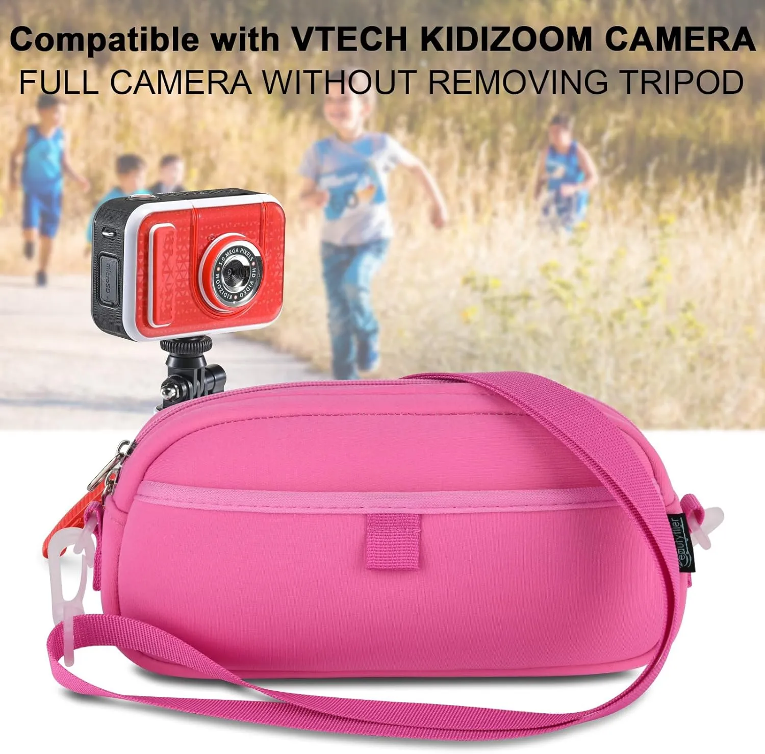 Beautyflier Kids Camera Case for VTech KidiZoom Creator Cam Hold Complete Camera&Tripod, Camera Shoulder Bag for Kids with Adjustable Detachable Strap (Camera Not Included)