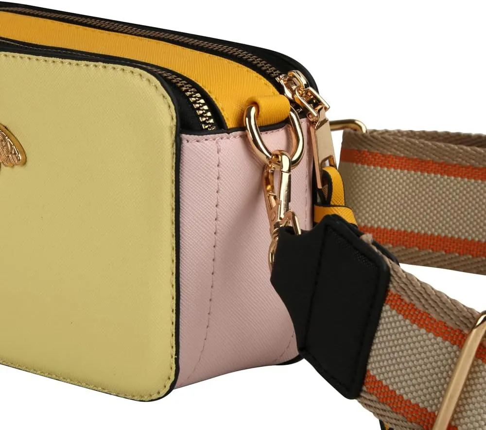 Bee Purse Camera Crossbody Bags for Women Trendy Small Snapshot Bag Wide Strap Leather Shoulder Clutch Handbags