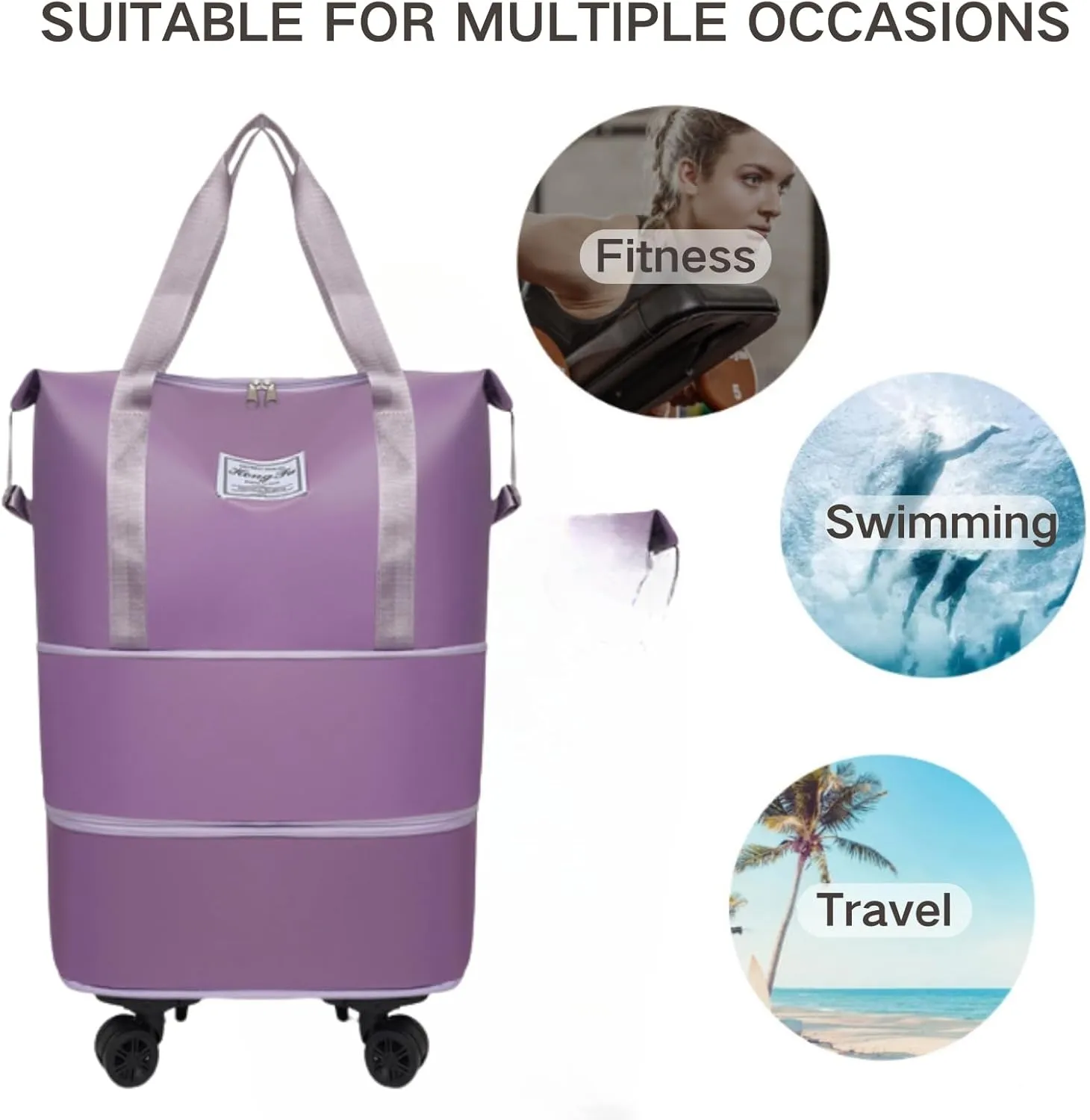 Beente Travel Bag With Wheels, 2025 New Beente Travel Bag with Removable Wheels, Expandable Large Capacity Bags (Green)
