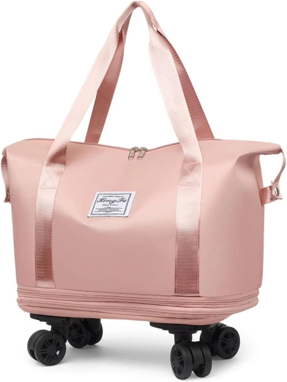 Beente Travel Bag With Wheels, 2025 New Beente Travel Bag with Removable Wheels, Expandable Large Capacity Bags (Pink)