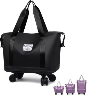 Beente Travel Bag with Wheels, 2025 New Large Capacity Beente Expandable Travel Bag, Universal Wheel Removable with Trolley Sleeve(Black)