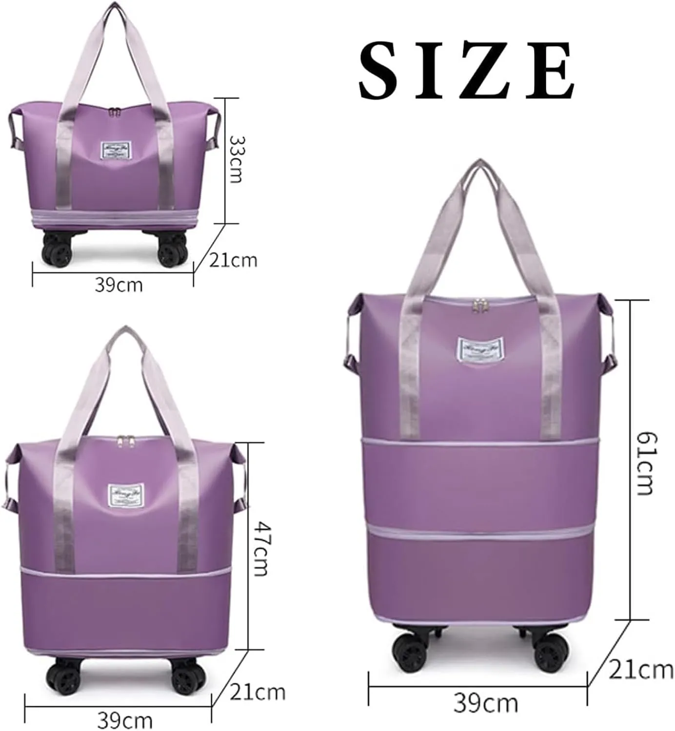 Beente Travel Bag with Wheels, 2025 New Large Capacity Beente Expandable Travel Bag, Universal Wheel Removable with Trolley Sleeve(Black)