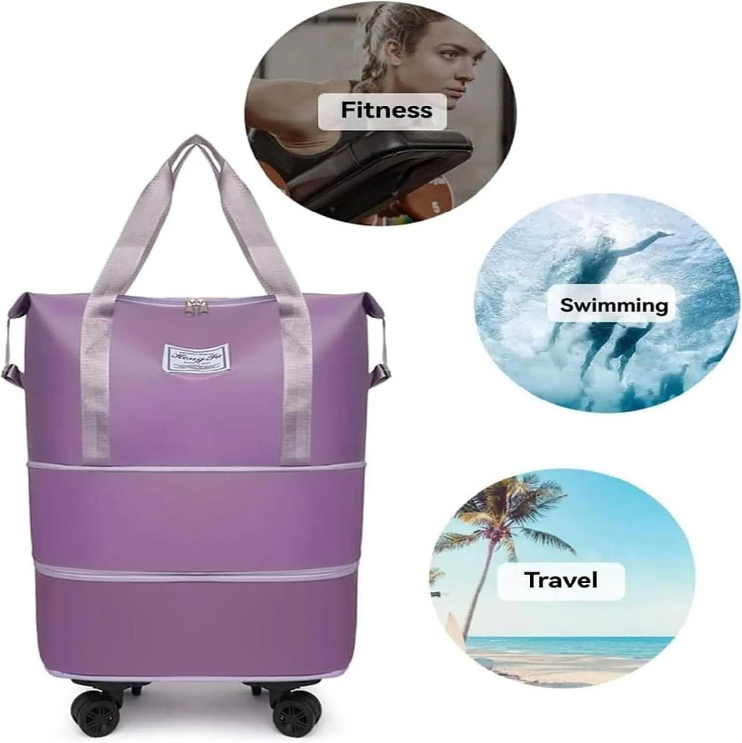 Beente Travel Bag With Wheels, 2025 New Large Capacity Travel Bag - Universal Wheel Removable, Camping, Weekend Trips (Green)