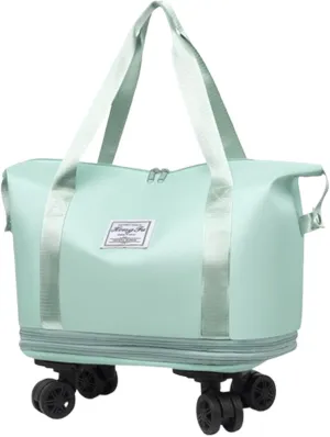 Beente Travel Bag With Wheels, 2025 New Large Capacity Travel Bag, Universal Wheel Removable, Expandable foldable duffel bag suitcase for Gym Camping Weekend Trips Business Travel (green)