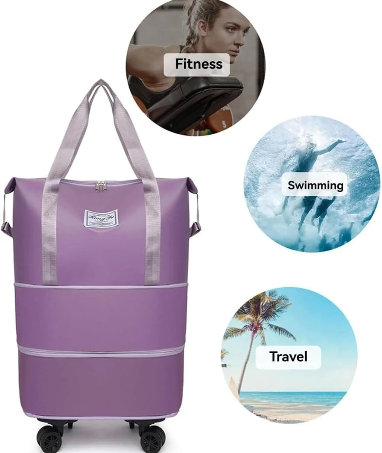 Beente Travel Bag With Wheels, 2025 New Large Capacity Travel Bag, Universal Wheel Removable, Expandable foldable duffel bag suitcase for Gym Camping Weekend Trips Business Travel (green)