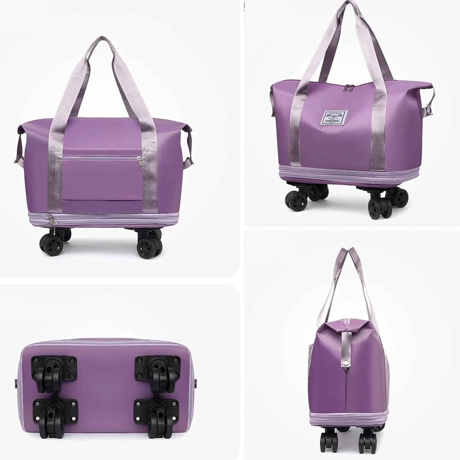 Beente Travel Bag With Wheels, 2025 New Large Capacity Travel Bag, Universal Wheel Removable, Expandable foldable duffel bag suitcase for Gym Camping Weekend Trips Business Travel (pink)