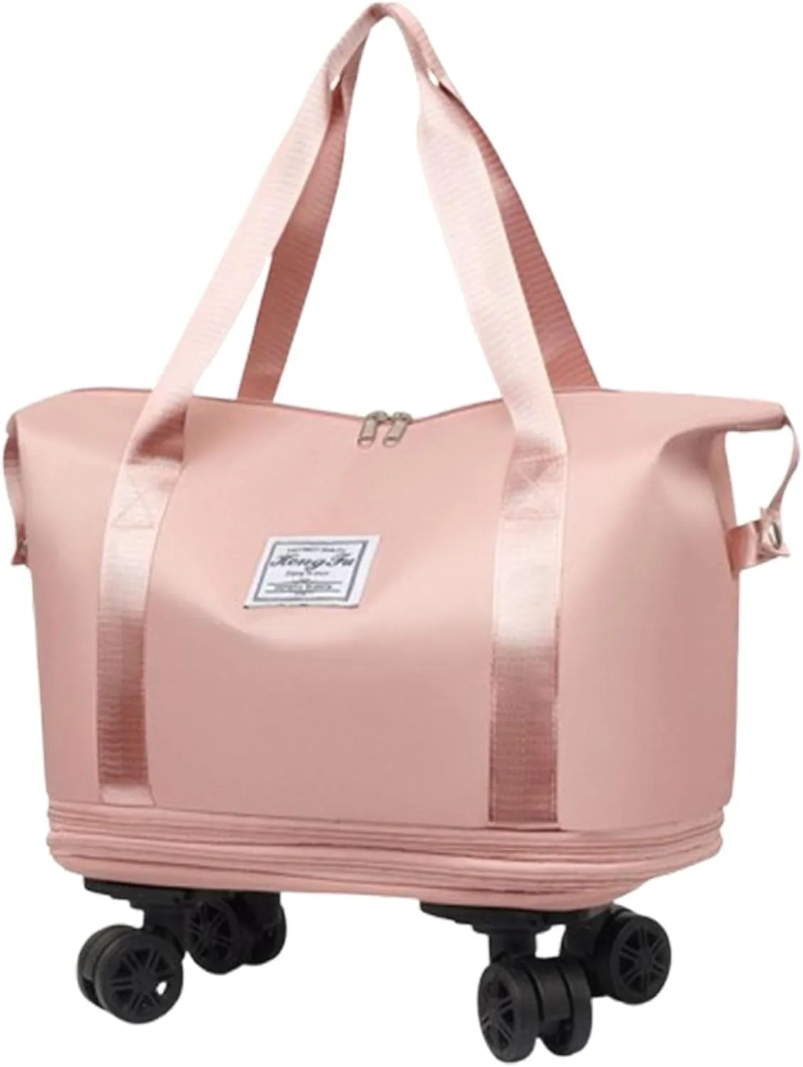 Beente Travel Bag With Wheels, 2025 New Large Capacity Travel Bag, Universal Wheel Removable, Expandable foldable duffel bag suitcase for Gym Camping Weekend Trips Business Travel (pink)