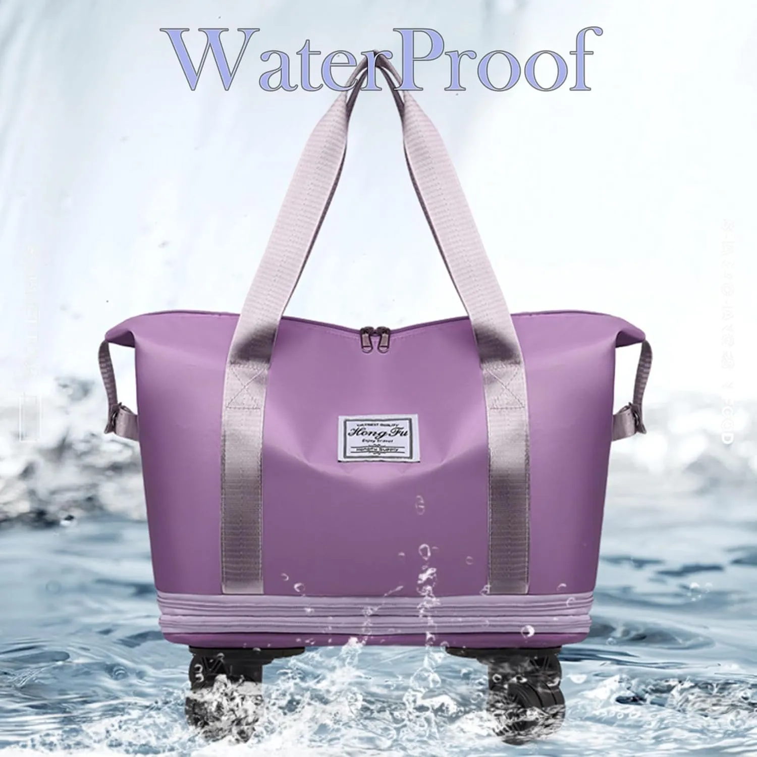 Beente Travel Bag with Wheels, Expandable Large Capacity Travel Bag with Removable Wheel, Foldable Luggage Bags (Blue)