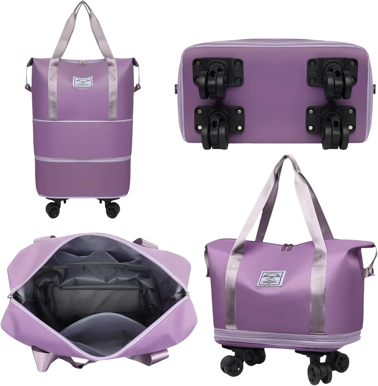 Beente Travel Bag with Wheels, Expandable Large Capacity Travel Bag with Removable Wheel, Foldable Luggage Bags (Blue)