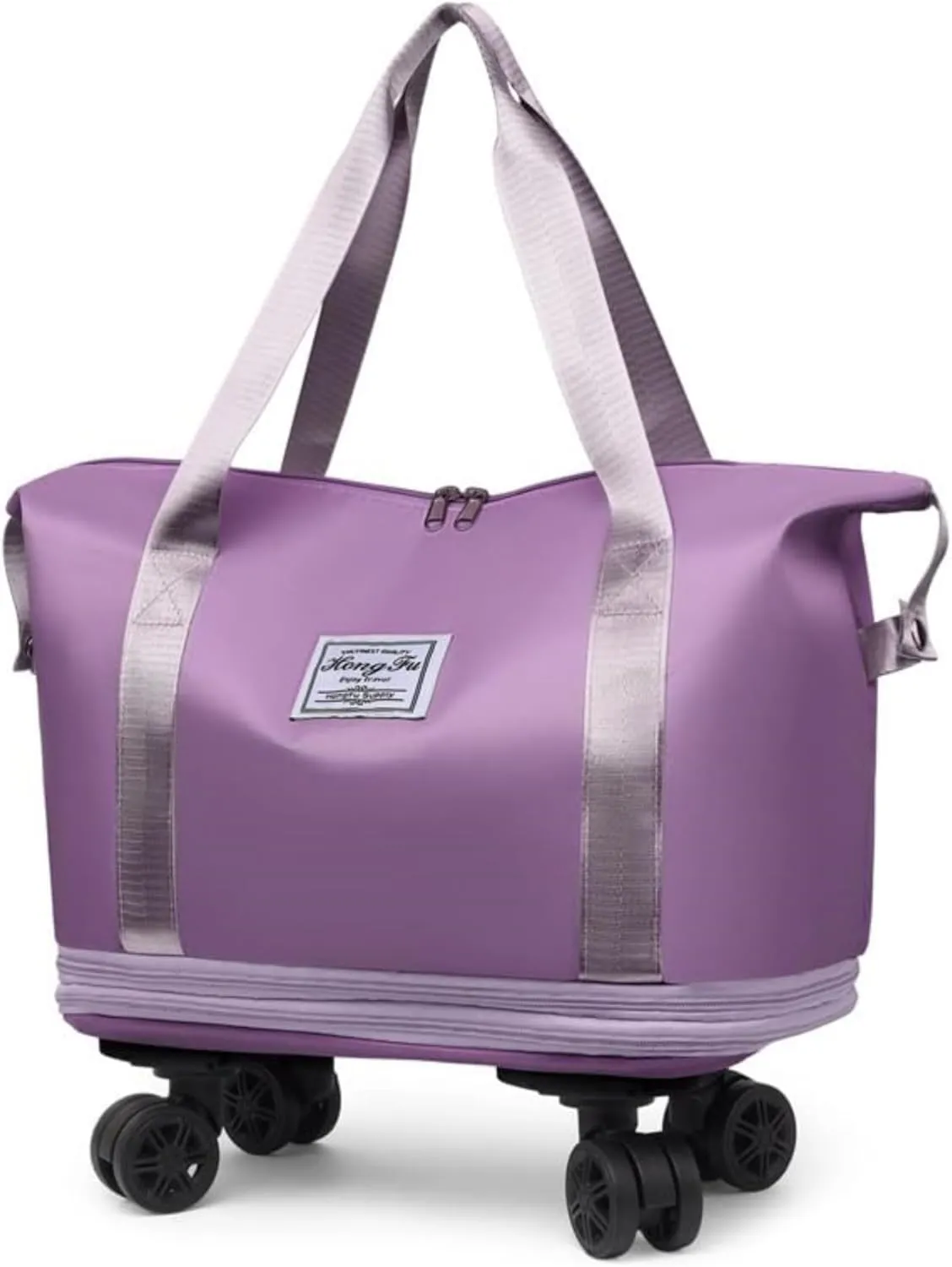 Beente Travel Bag with Wheels, Expandable Large Capacity Travel Bag with Removable Wheel, Foldable Luggage Bags (Purple)