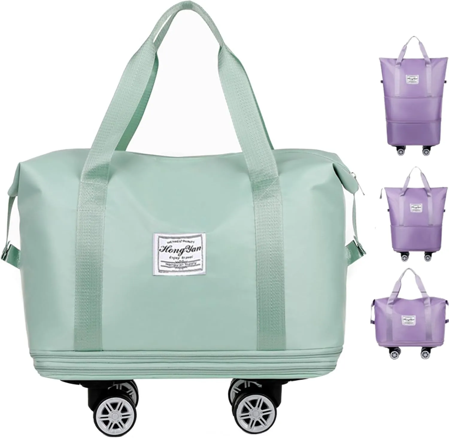 Beente Travel Bag with Wheels, Kulken Travel Bag with Removable Wheels, 2025 New Large Capacity - Universal Wheel Removable (Green)