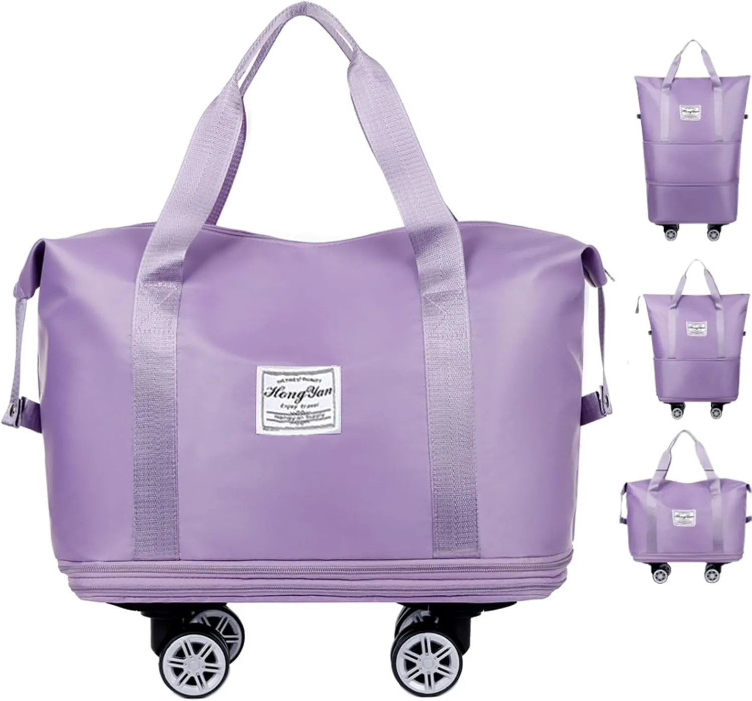 Beente Travel Bag with Wheels, Kulken Travel Bag with Removable Wheels, 2025 New Large Capacity - Universal Wheel Removable (Violet)