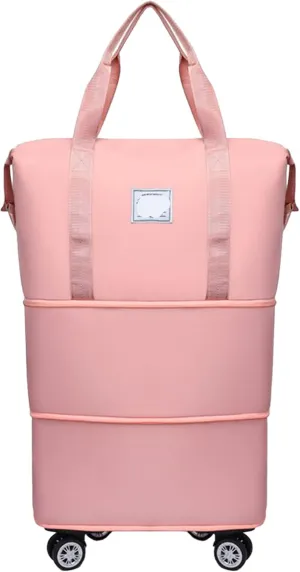 Beente Travel Bag With Wheels, new large capacity travel bag - universal wheel removable, Suitable for travel camping (Pink)