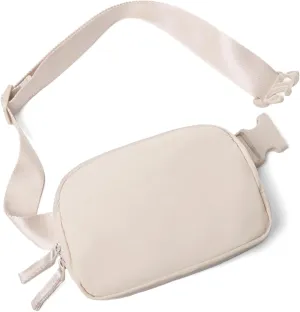 Belt Bag for Women Two-Way Zipper Cross Body Fanny Pack Fashion Waist Packs Everywhere Belt Bag with Adjustable Strap Gifts for Teen Girls Women Men (Beige)