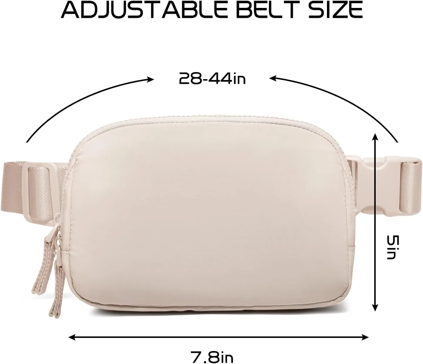Belt Bag for Women Two-Way Zipper Cross Body Fanny Pack Fashion Waist Packs Everywhere Belt Bag with Adjustable Strap Gifts for Teen Girls Women Men (Beige)