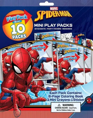 Bendon Marvel Spider-Man 10 Pack Mini Spiderman Coloring Play Pack with Coloring Book, Crayons, and Stickers 41883