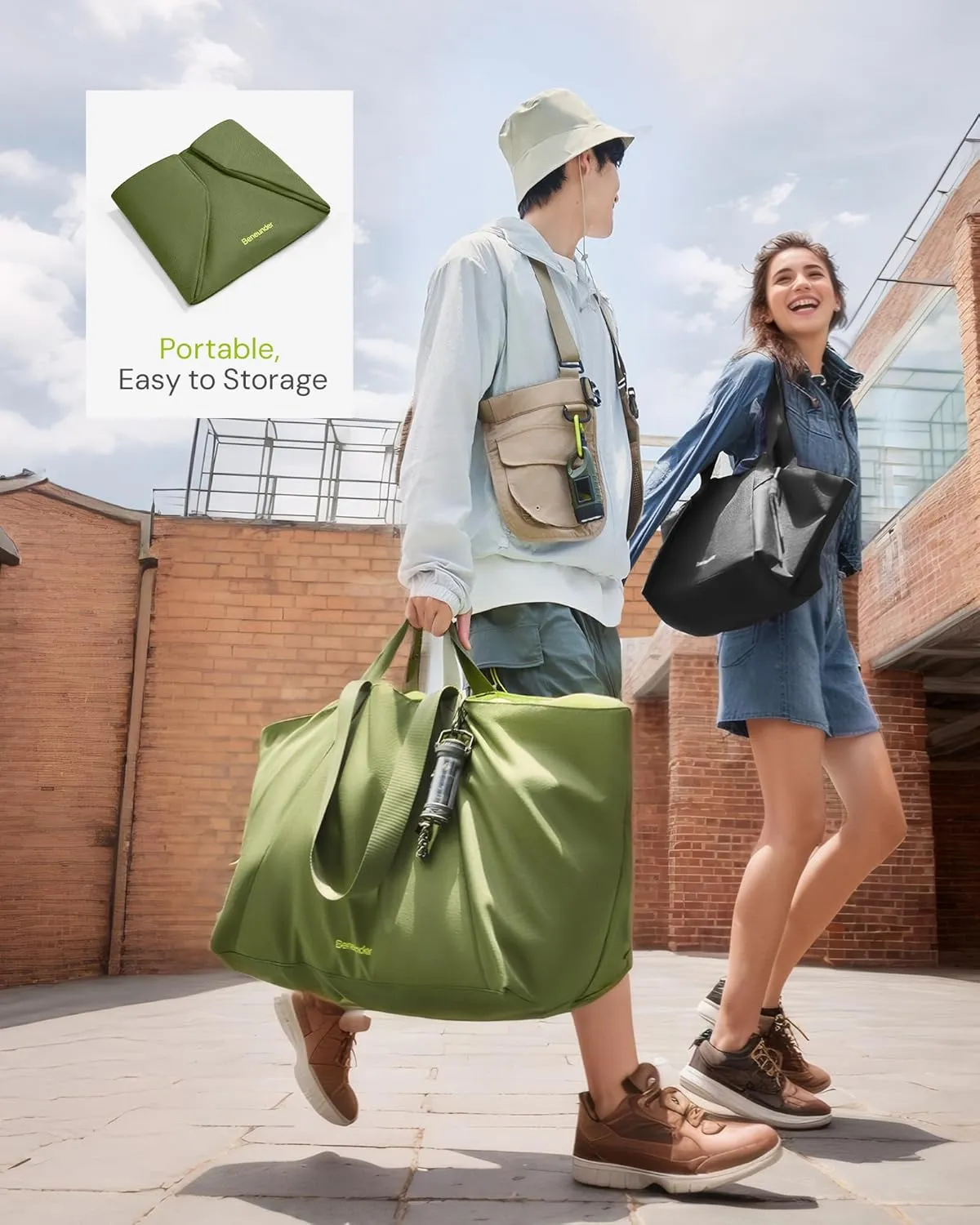 BENEUNDER Tote Bag for Women, Foldable Gym Tote Bag, Beach Tote Bag, Lightweight Shoulder Bag for Travel, Work, Sports(Large/Extra Large)