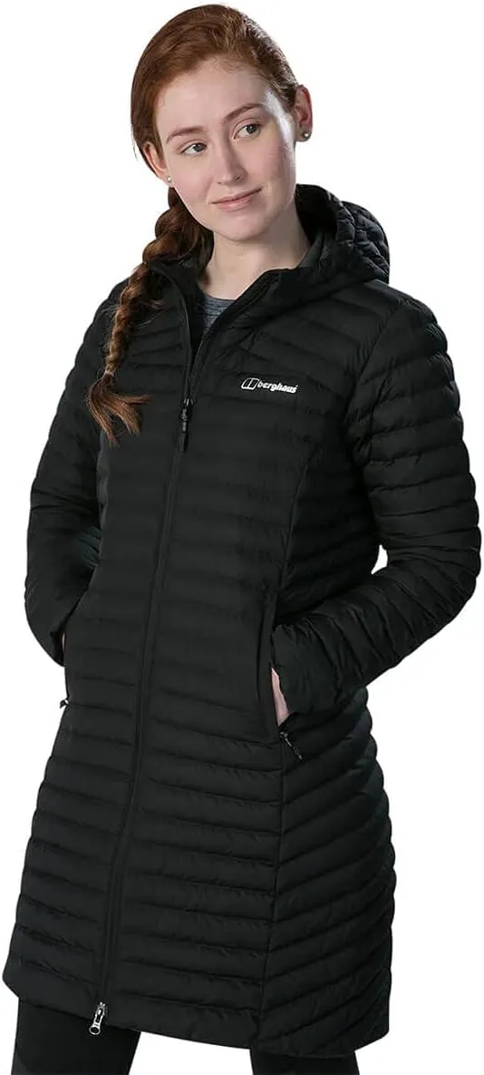 Berghaus Nula Micro Long Womens Padded Hooded Jacket Coat Black - 12