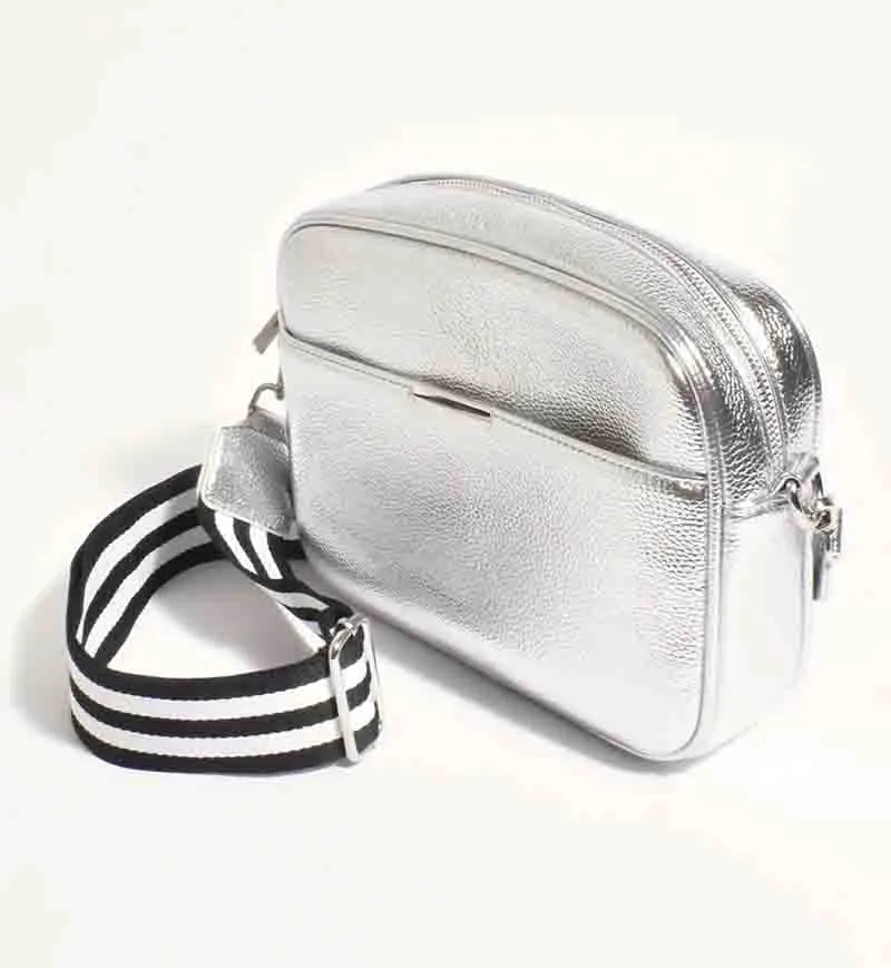 Bianca Stripe Camera Bag - Silver