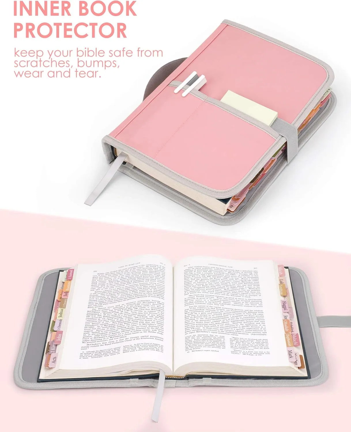 Bible Cover Case for Women with No Bleed Highlighters Pens and Bible Tabs, Large Bible Bag Case with Add-On Book Cover, Bible Study Supplies Bible Journaling Kit
